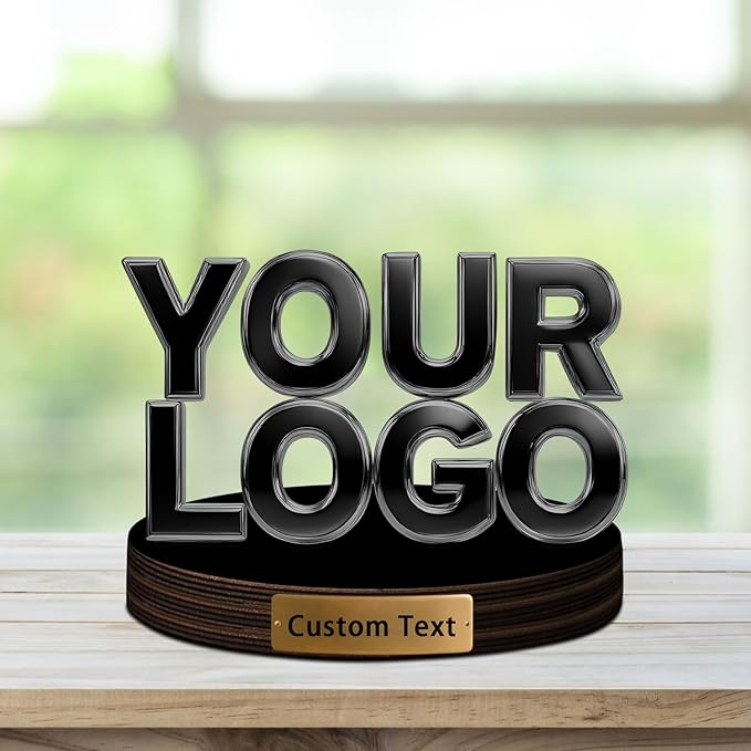 Personalized Acrylic Business Company Logo Statue Sign Plaque,Custom Photo Picture Office Store Company Logo Signage Sculpture Decor with Picture Text Logo for Business - Bloomnest