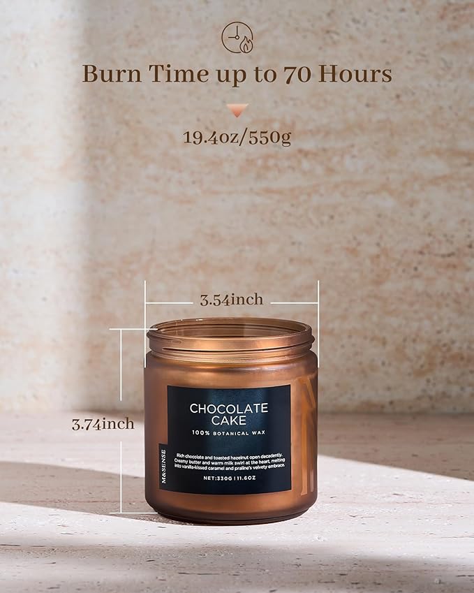 M&SENSE Chocolate Layer Cake Scent Candles, Large 11.6oz Natural Soy Wax 70 Hours Burn Time Clean Non Toxic Scented Classic 2 Wicks Candle for Bedroom Living Room Office - Bloomnest