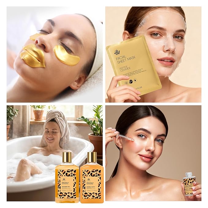 25 Pcs Valentines Day Gifts for Women, Honey & Almond Bath & Body Gift Set, Hydrating Skin Care Kit, Spa Gift, Cosmetic Bag, Necklace, Anniversary, Christmas, Birthday, Mothers Day - Bloomnest