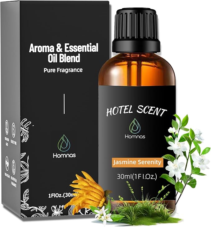 Jasmine Serenity Essential Oil, Hotel Diffuser Oil, Home Luxury & Hotel Scents for Diffuser, 30ML Pure Diffuser Oil with Jasmine, and Orange Flower for Aromatherapy - Bloomnest