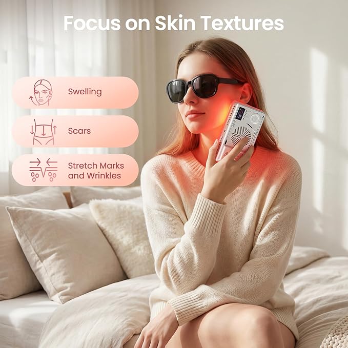 Infrared Red Light Therapy Panel with 144 LEDs for Face Body, Dual Wavelength (660nm Red & 850nm NIR) for Pain Relief, Muscle Recovery, Skin Care, Portable Rechargeable for Home and Travel Use Maxtorc