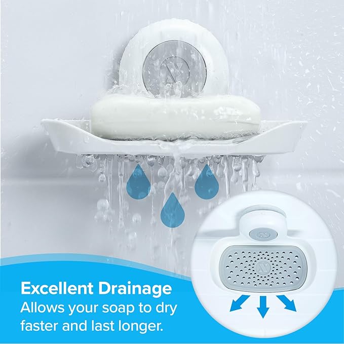 SlipX Solutions Strong Hold Soap Saver, Suction Cup Soap Holder, Must Have Universal Kitchen & Bathroom Shower Accessories, White - Bloomnest