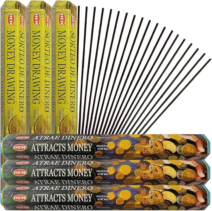 Money Drawing & Attracts Money Incense Sticks & Holder Bundle Variety Pack from Hem Trumiri Insense Insence