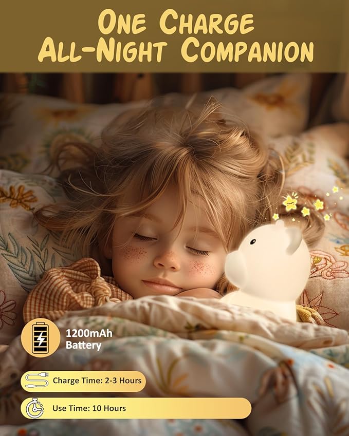 Night Light for Kids, Rechargeable Dimmable Silicone LED Nightlight with 7 Colors, Baby Nursery Night Lamp, Touch Squishy Lamp, Cute Gifts for Girls, Boys, Toddler Room Decor, Bear - Bloomnest