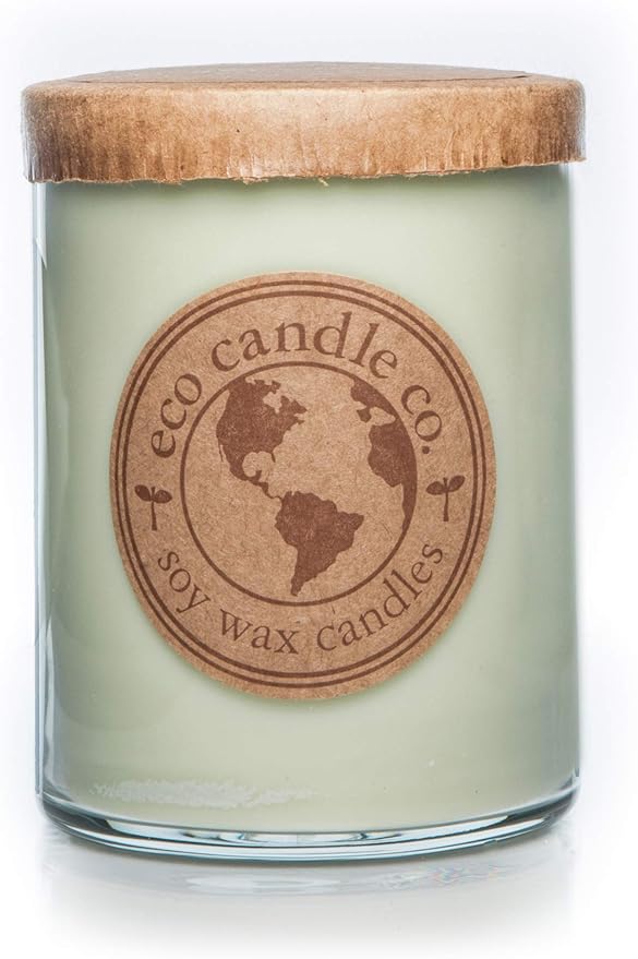 ECO CANDLE CO. Recycled Candle, Herb Garden, 18 oz. Double Wick - Scents of Tarragon, Bergamot, Grapefruit, & Jasmine - 100% Soy Wax, No Lead, Kraft Paper Label & Lid, Hand Poured, Midwest Soybeans - Bloomnest