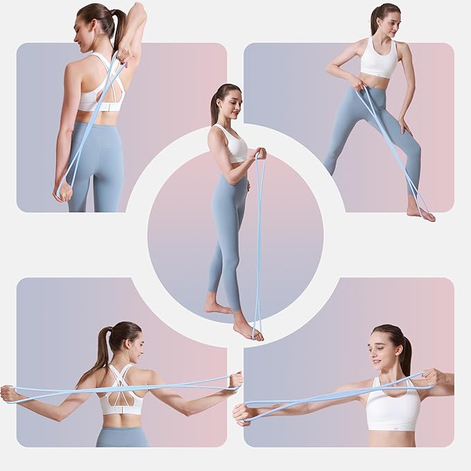 Luminous Resistance Bands, 8 Shaped Exercise Bands, with Handles Band for Arms, Back, Shoulder Stretch, Resistance Bands Women Men, Gift for Yoga Lover/Beginner, Not Break - Bloomnest