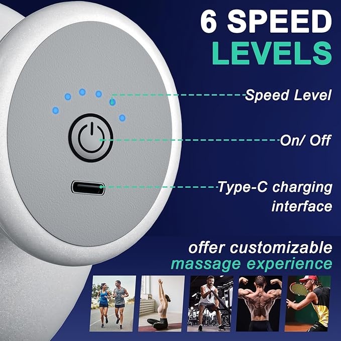 DEITY 4 Heads Handheld Massage Gun Deep Tissue, Electric Body Massager, Percussion Muscle Massager for Easing Shoulder and Back Tension, with Reverse Thrust Function, White - Bloomnest
