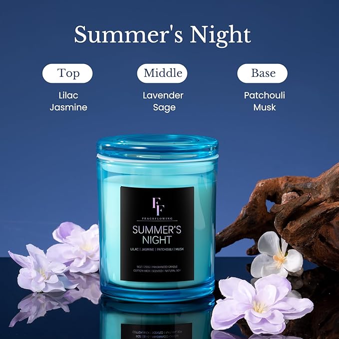 Summer's Night Scented Candle, 2-Wick Luxury Soy Wax Candle, 9 oz Aromatherapy Candle Home Fragrance Candles Gift - Bloomnest