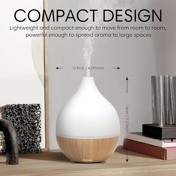SALKING Essential Oil Diffuser (Set of 2), 100ml Small Aromatherapy Diffuser with Auto Shut-Off, Ultrasonic Diffusers for Essential Oils, Cool Mist Humidifier with Warm White Lights, for Office Home - Bloomnest