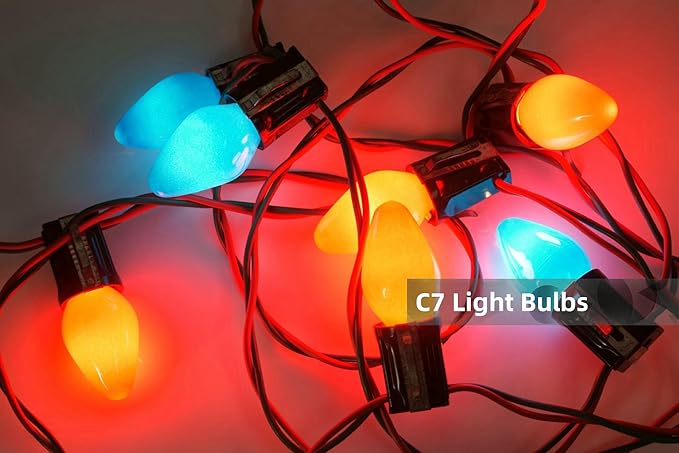Couah Christmas Light Bulbs C7 Multi-Color Replacement Bulbs（25 Pack） C7 Ceramic Outdoor String Light Replacement Bulbs, C7/E12 Candelabra Base, 5 Watt - Bloomnest