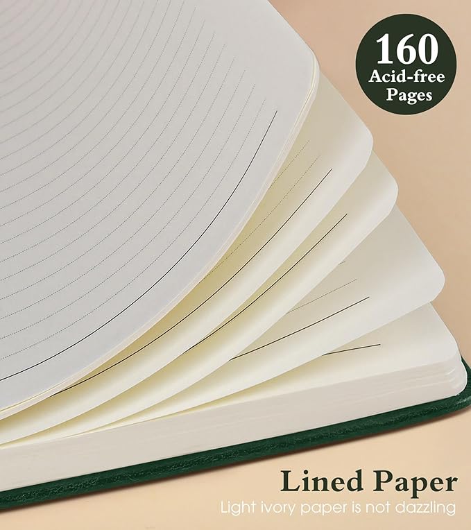 Lined Journal Notebook for Women Men, 160 Pages, A5 Hardcover Vintage Leather Journaling Notebooks for Work, School, Note Taking, Travel, Bible Study, Daily Diary for Writing 5.8"x8.5" (Green) - Bloomnest