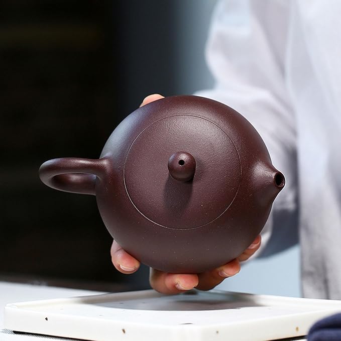 Xishi Teapot 9oz Chinese Yixing Zisha Clay Pot Snap-lid Ceramics Purple Sand Mud Kungfu Tea Set Kettle 14 Hole Filter (purple 270ml) - Bloomnest
