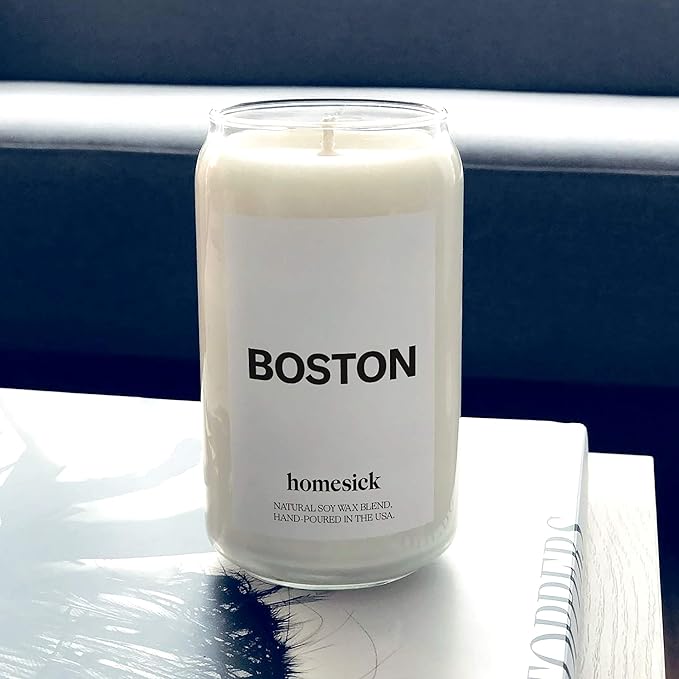 Homesick Scented Candles for Home (Boston) - 13.75 oz Long-Lasting Soy Wax Jar Candle for Women & Men for All Occasions, 60-80 Hours Burn Time - Notes of Orange, Tea & Nutmeg - Bloomnest