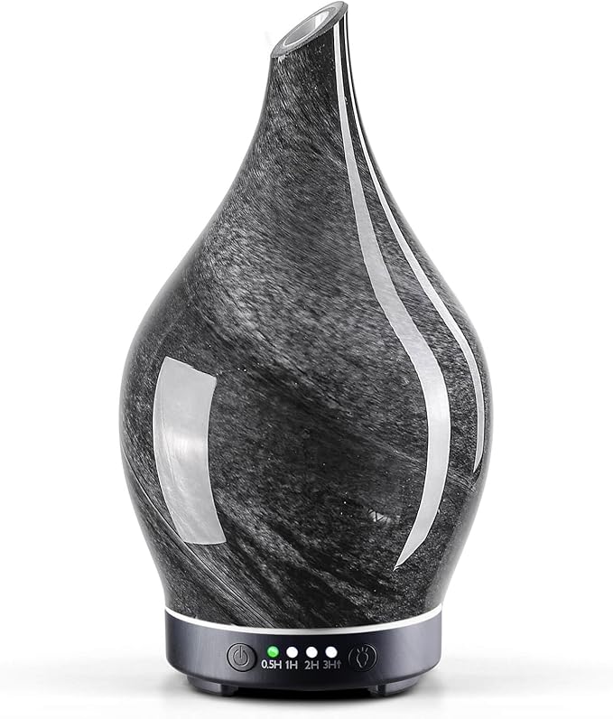 Porseme 150ml Essential Oil Diffuser Glass Color Changing Aroma Air Diffusers Aromatherapy Ultrasonic Cool Mist Humidifier 6 Running Hours Waterless Auto-Off for Sleeping Yoga Office Spa (Obsidian) - Bloomnest