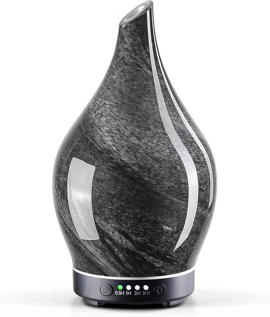 Porseme 150ml Essential Oil Diffuser Glass Color Changing Aroma Air Diffusers Aromatherapy Ultrasonic Cool Mist Humidifier 6 Running Hours Waterless Auto-Off for Sleeping Yoga Office Spa (Obsidian) - Bloomnest