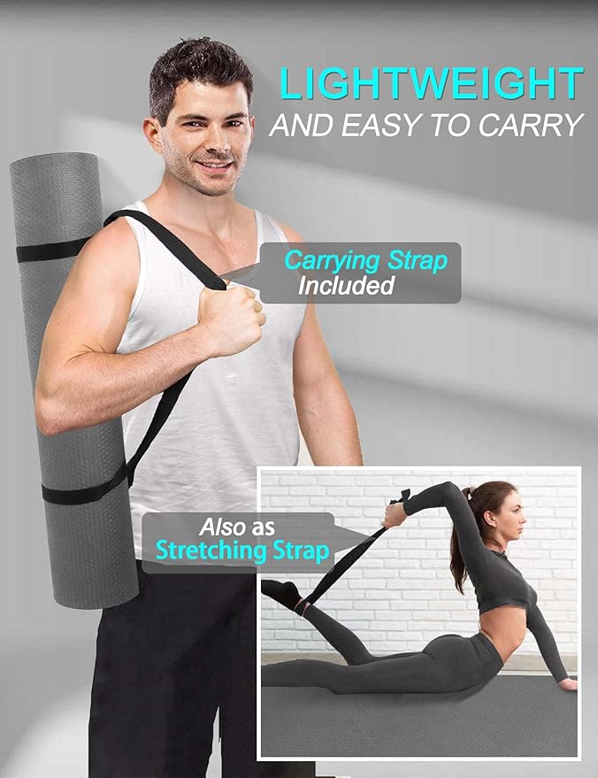 Extra Long & Wide Thick Yoga Mat for Tall Men & Women, 84'' x 32'' x 7mm Oversized Yoga Mat Double-Sided Non Slip, Pro TPE Yoga Mats with Strap - Bloomnest