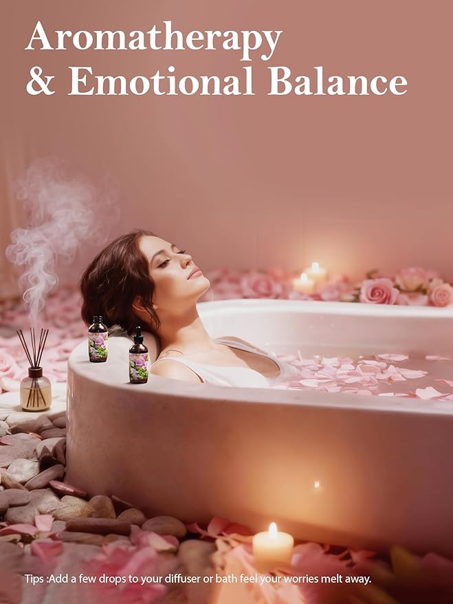 Rose Essential Oil in Premium Gift Box - Essential Oils for Home Diffusers - Perfect Self-Care & Spa Gift for Women 4 Fl Oz Valentines Day Gifts for Her Bloomnest