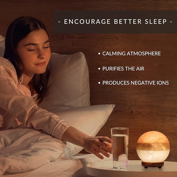 Dual Illumination Salt Rock lamp - Modern Globe Pink White and Grey Design of Salt Lamps with dimmer, Adjustable Glow. 100% Real Himalayan Crystal Round Salt Night Light - Bloomnest
