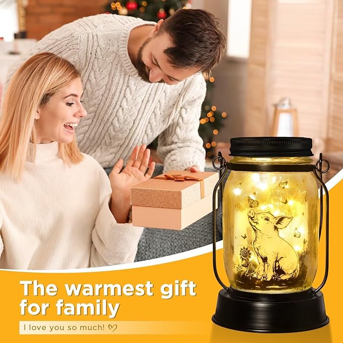 Pig Gifts for Women/Men/Kids Pig Lovers Animal Solar Lantern, Piglet Animal Christmas Gifts, Solar Garden Decoration, Night Light Room Decor Farm Piglet Present Yard, Patio,Backyard,Porch, Torches - Bloomnest