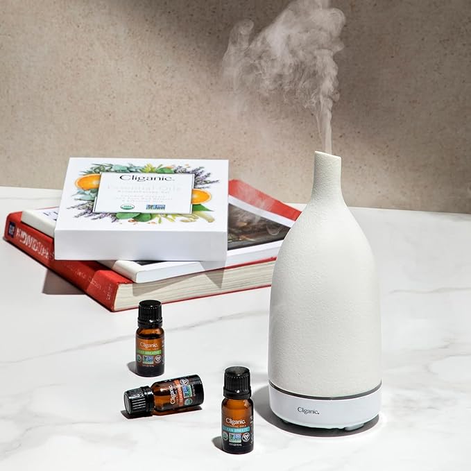 Cliganic Organic Aromatherapy Essential Oils Gift Set (Top 8), 100% Pure - Peppermint, Lavender, Eucalyptus, Tea Tree, Lemongrass, Rosemary, Frankincense & Orange - Bloomnest