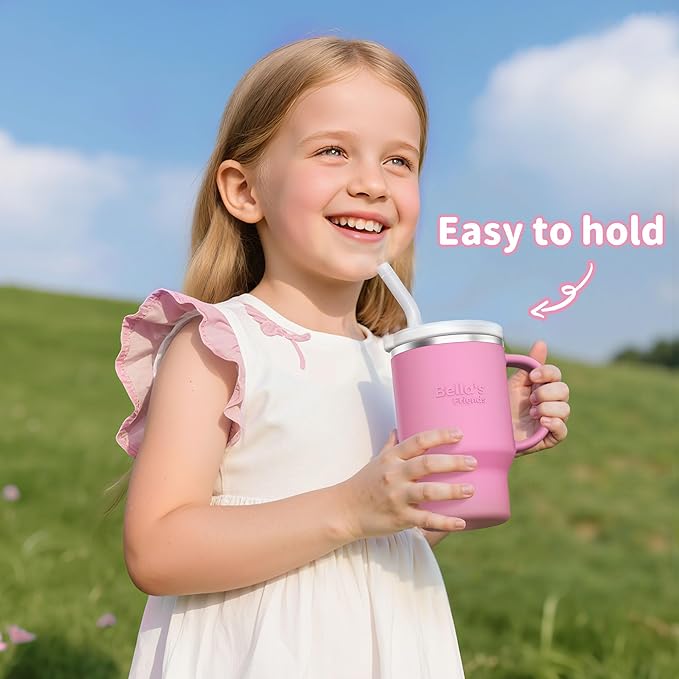Bella's Friends Handy Mini Tumbler – Adorable 9 oz Sippy Cup for Toddlers 1-3 years old, Flexible Straw, Stainless Interior & Silicone Body, Leak‑Proof, Dishwasher Safe, Ideal for Travel or At Home - Bloomnest
