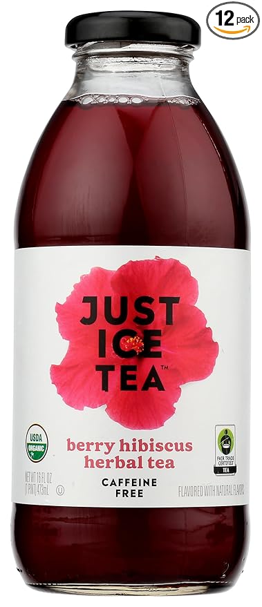 Eat The Change Just Ice Tea Organic Berry Hibiscus Herbal Tea, Caffeine Free, 16 Fluid Ounces (Pack Of 12) - Bloomnest
