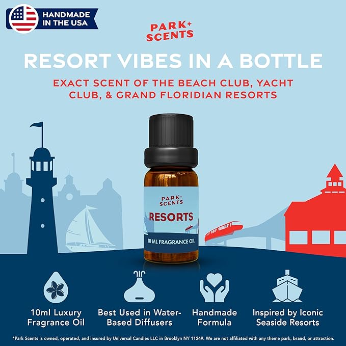 Park Scents Resorts – Floridian Theme Park Luxury Hotel Fragrance Oil – Clover, Aloe, Citrus & Daisy Scented Essential Oils for Diffusers, Home, Aromatherapy, Gifts for Women, Sister, Hostess (10ml) - Bloomnest