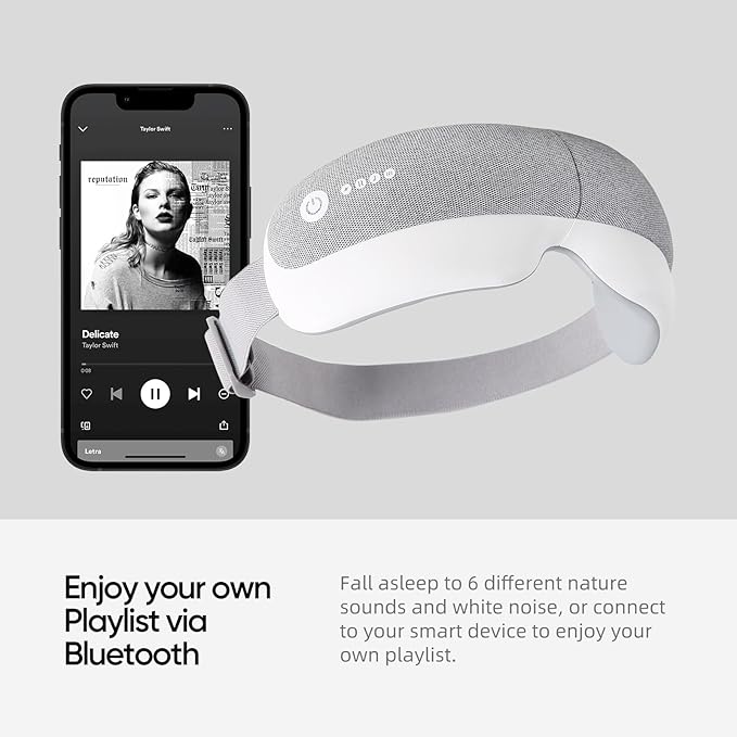 Eye Massager & Bluetooth Heat Sleep mask,Parents Gift Sets |with Storage Bag & Greeting Card | Migraine Relief,Relaxation,Bedtime Stress Relief | White Noise,3D airbag kneading| Smart Head Massager - Bloomnest