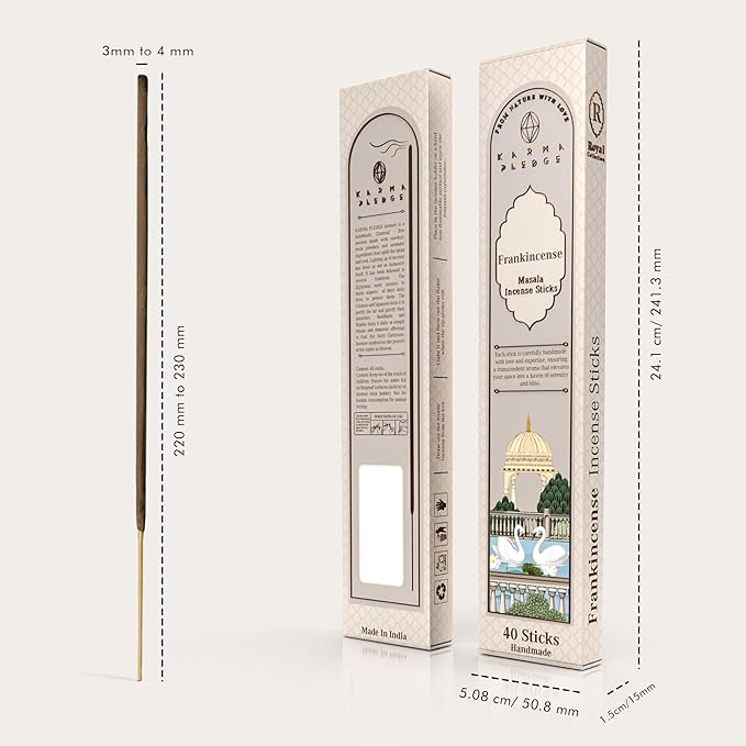 Incense Sticks, Frankincense & Myrrh Incense, Made with Natural Ingredients, Hand Rolled Aromatic Masala, 40 Stick Pack, 45-60 Minute Burn Time, Best for Home Fragrance, Meditation, Yoga, Relaxation KARMAPLEDGE