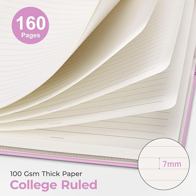 AHGXG Spiral Journal Notebook, 160 Lined Pages, A5 Medium Size (5.7'' x 8.3''), for Men & Women, Journaling, Writing, Work & Office, Hardcover, 100 GSM Thick Paper (Purple) - Bloomnest