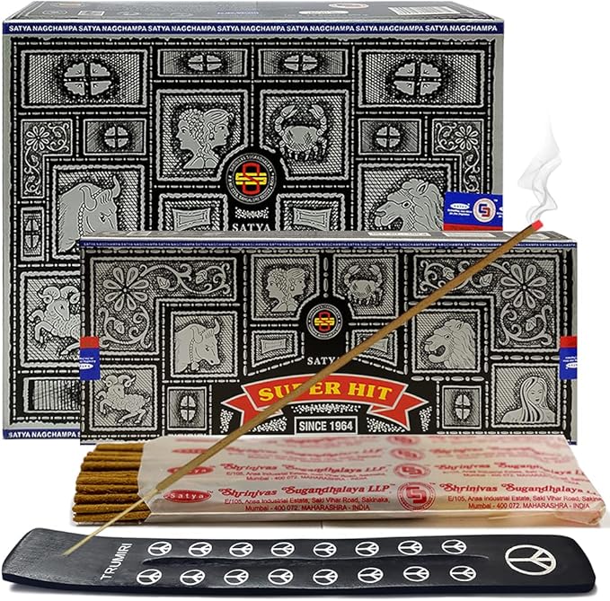 Super Hit Incense Sticks 100g and Holder Bundle - Pack of 6 (Approx 600 Sticks) - Bloomnest