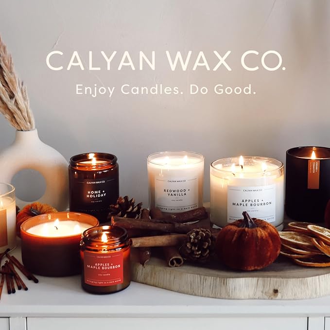 Calyan Wax Co. Fall Scented Candle Set, Fall Bundle of 4 Scented Candles, Bulk 3 Wick Candles, Non Toxic & Vegan Soy Wax, Candle Gift Set, 43 Hour Burn Time, 14.9oz Each - Bloomnest