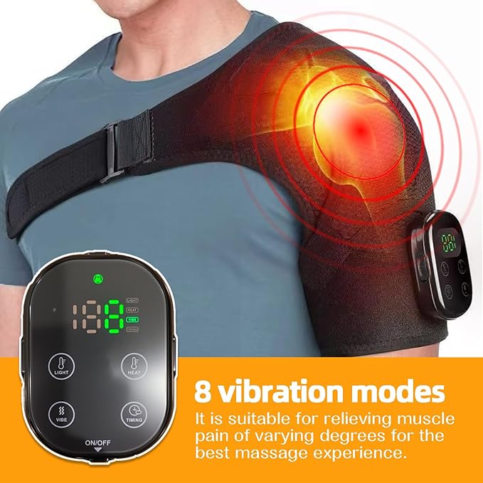 Cordless Heating Vibration Massage Shoulder Heating Pad Shoulder Massager for Pain Relief Deep Tissue Soothing Arthritis Blood Circulation Muscle Relax - Bloomnest
