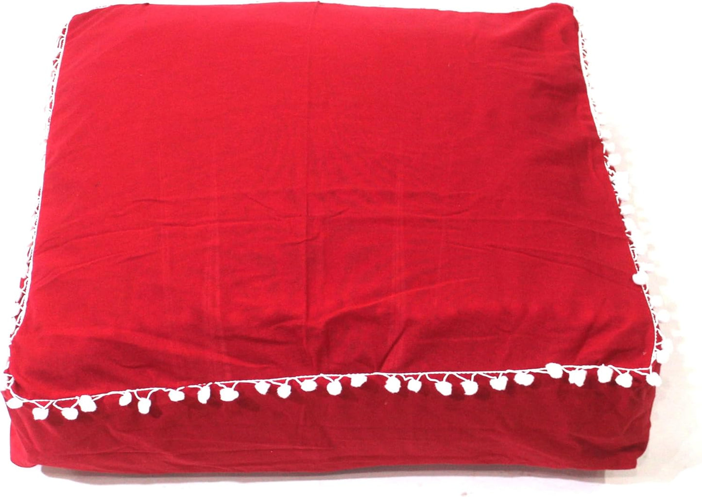 CRAFT KALA Meditation Floor Pillow Cover, Round Large Pillows Cover Seating for Adults, Bohemian Mandala Circle Cushions Cover for Outdoor Fireplace Yoga Living Room (Red, 24" Square)