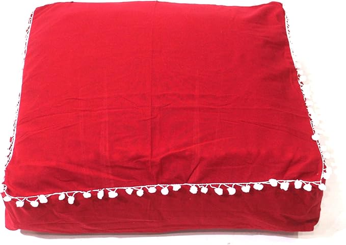 CRAFT KALA Meditation Floor Pillow Cover, Round Large Pillows Cover Seating for Adults, Bohemian Mandala Circle Cushions Cover for Outdoor Fireplace Yoga Living Room (Red, 18" Square) - Bloomnest