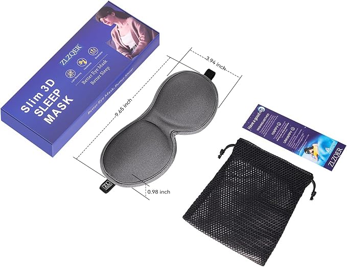 Ultra-Thin 3D Sleep Mask for Side Sleepers, Men, Women, Lash Extensions – Soft, Breathable and Lightweight Blackout Sleeping Eye Mask for Travel, Naps, Airplane, Adjustable, Mens (Gray) - Bloomnest