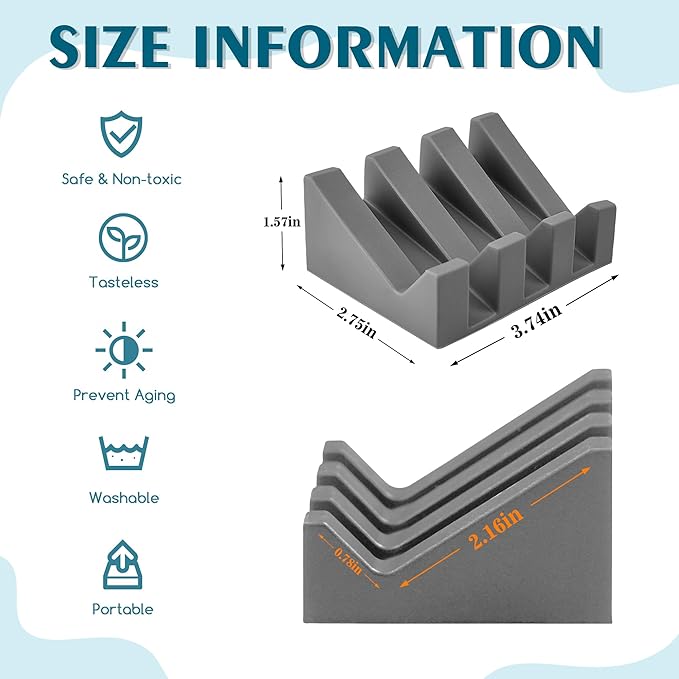 Self Draining Soap Dish Holder,Silicone Soap Dish,for Bathroom,Kitchen, Sponges，Can Extend Soap Life，Keep Soap Bars Dry and Easy Cleaning (Grey,2-Pack) - Bloomnest