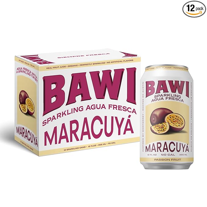 Bawi Agua Fresca Passion Fruit Flavored Sparkling Drink, 12 Fluid Ounces (Pack Of 12) - Bloomnest