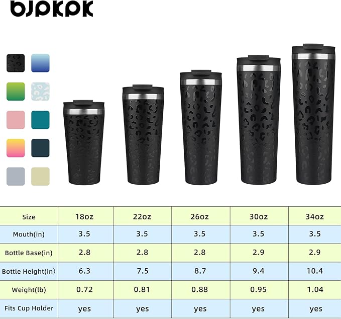 BJPKPK 26oz Insulated Tumbler With lid And Straw Stainless Steel Tumblers Travel Coffee Mug Reusable Thermal Cup,Black Leopard - Bloomnest