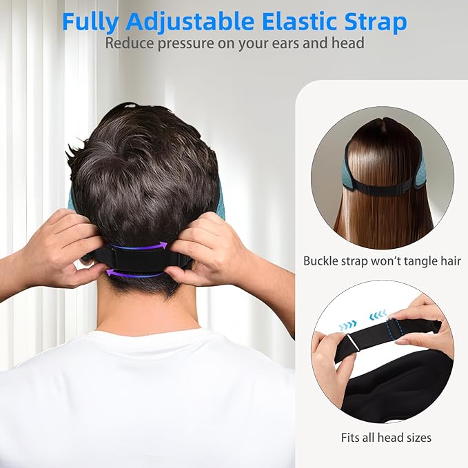 3D Sleep Mask with Bluetooth Headphones, Sleeping Headphones for Side Sleepers, Zero Eye Pressure, Adjustable Sleep Eye Mask, Ultra-Thin Stereo Speakers Perfect for Sleeping-Peacock Blue - Bloomnest