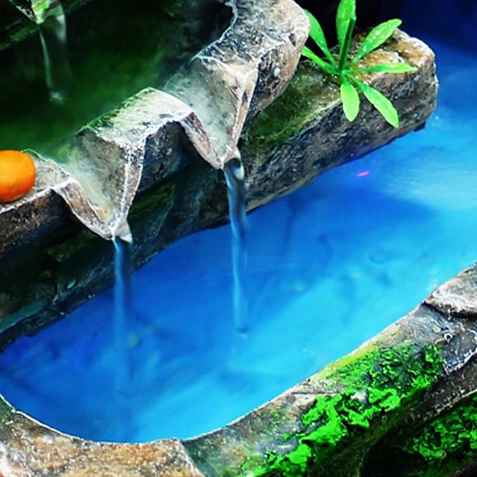 Rockery Water Fountain Desktop, Resin Tabletop Waterfall Fountain Indoor Rotating Water Ornaments Fountain Water Pump with LED Light for Office Home and Bedroom Desktop Decor(US 110V) - Bloomnest