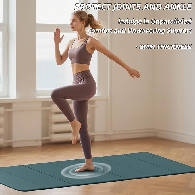 Foldable Yoga Mat Extra Thick 0.32 Inches Eco-Friendly POE Material, Non-Slip Design Fitness Mats, Multi-Purpose Workout Mats For Studio or Home Use (71 x 24 x 0.32 inches） - Bloomnest
