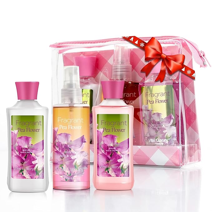 Bath & Body Care Travel Set Pea Flower Scent Home Spa Set with Body Lotion, Shower Gel and Fragrance Mist - Bloomnest
