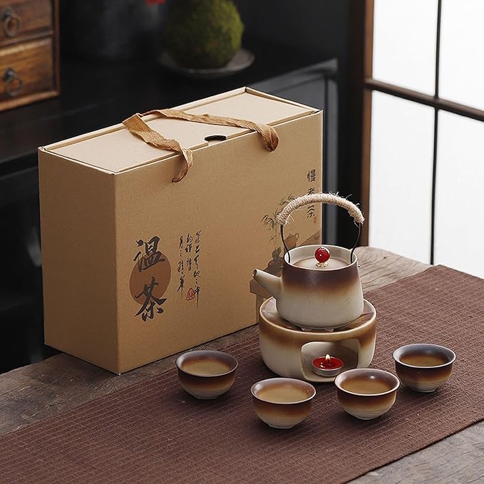 Lifting Beam Pot Style Rough Pottery Tea Set, Boiled Over Open Fire, Gift Box Packaging Suitable for Mother'S Day, Father'S Day, Christmas, Birthday Parties, Company Gifts