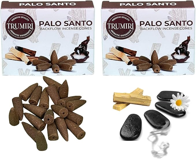 Palo Santo Backflow Incense Cones - 60 Cones, Six Packs of 10, Waterfall Effect TRUMIRI