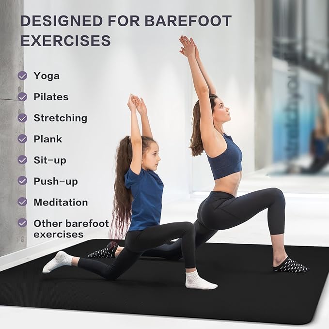 UMINEUX Extra Thick Yoga Mat, 2/5 Inch (10MM), Natural Rubber and TPE Non Slip Yoga Mats with Strap for Women Men, Eco Friendly Exercise Mat for Yoga, Pilates and Home Workout - Bloomnest