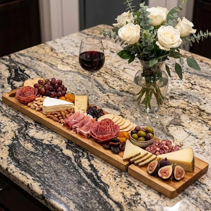 EcoDecors Eleganto 50" Live Edge Solid Teak Bath Caddy Tray with Handle, Book & Tablet Holder, Wine Glass Holders, Luxury Bathtub Tray - Bloomnest