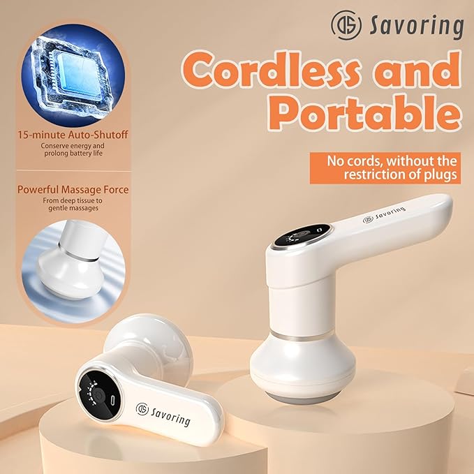 Cordless Body Massage Lymphatic Drainage Tool, 5-in-1 Handheld Body Sculpting Machine, Electric Cellulite Massager with 6 Speeds, Rechargeable & Portable Cellulite Roller for Thighs Butt Fat - Bloomnest