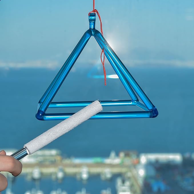 TOPFUND Blue Crystal Singing Pyramid 8 inch with Carrying Case and Quartz Suede Mallet