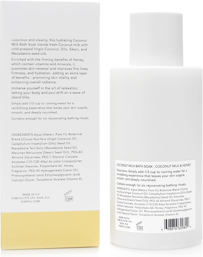 Pure Fiji Coconut Milk Bath Soak, Coconut Milk & Honey (14oz/415ml) - Bloomnest